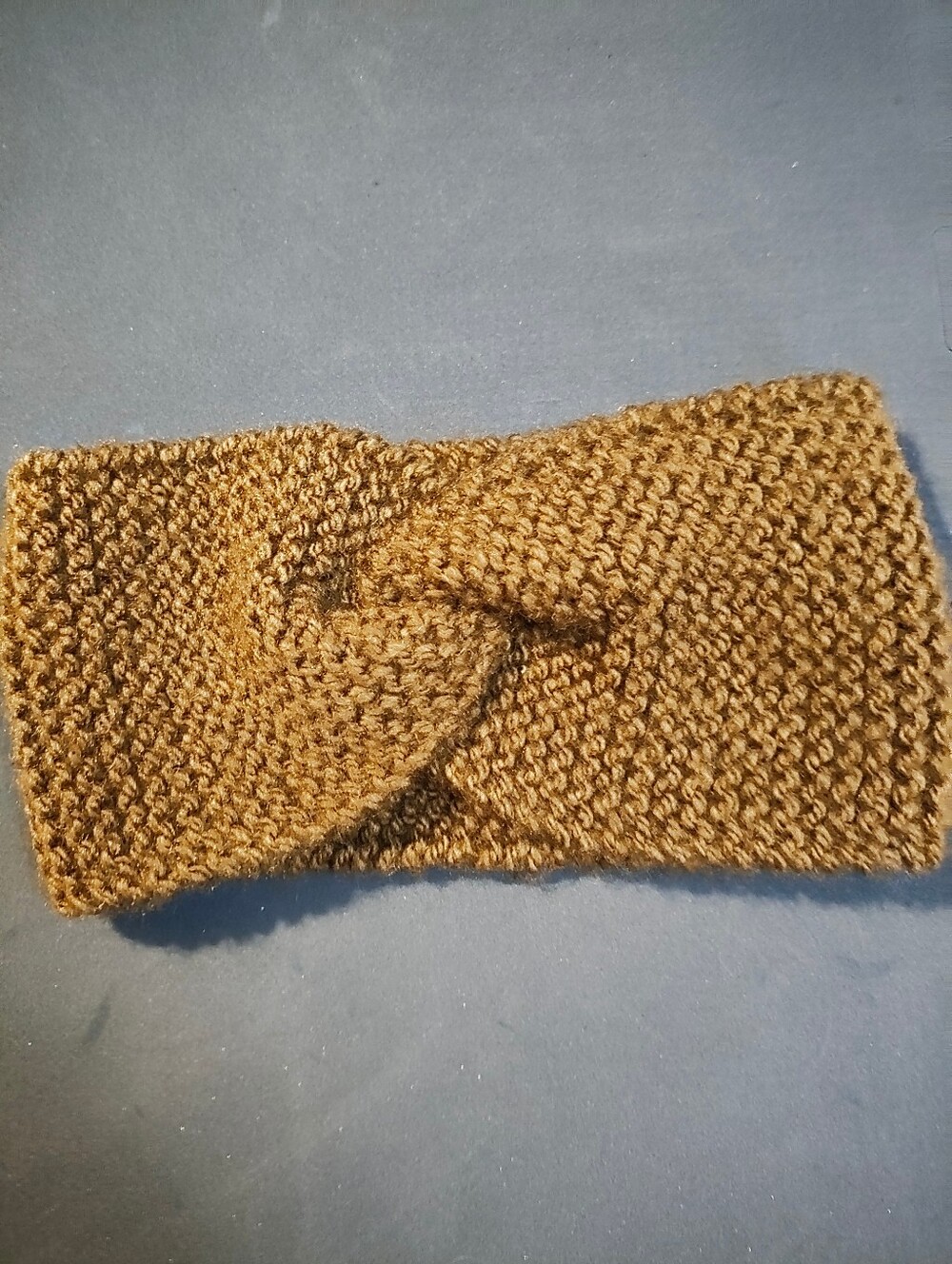 Handmade Textured Knit Twist Headband - Brown